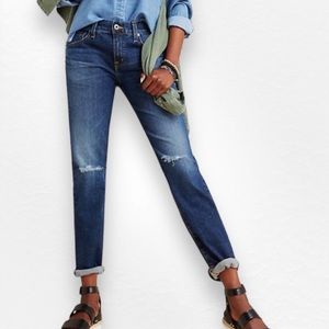 AG-ED DENIM THE EX BOYFRIEND SLOUCHY SLIM DISTRESSED ANKLE JEANS Sz24
